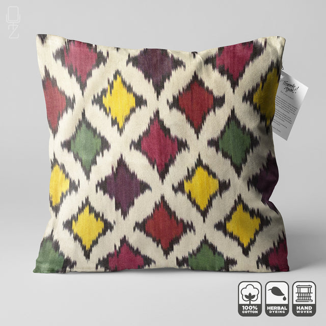 Ikat Cushion Cover with Diamond Pattern