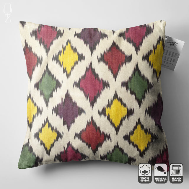 Ikat Cushion Cover with Diamond Pattern