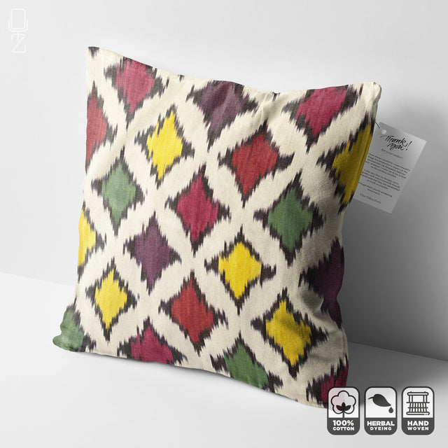 Ikat Cushion Cover with Diamond Pattern