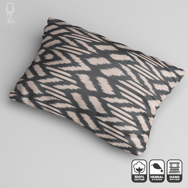 Traditional Black and Ivory IKAT Cotton Cushion Cover