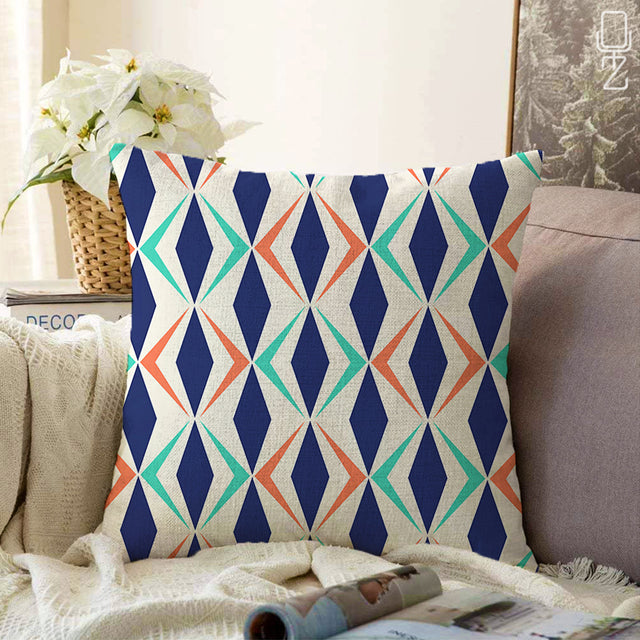 Pillow Cover with Colorful Geometric Pattern