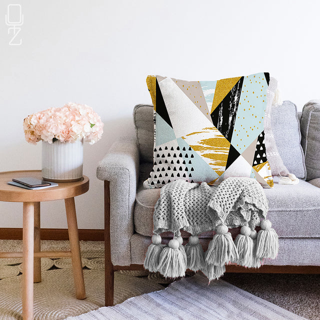 Cushion Cover Multicolour Geometric Pattern