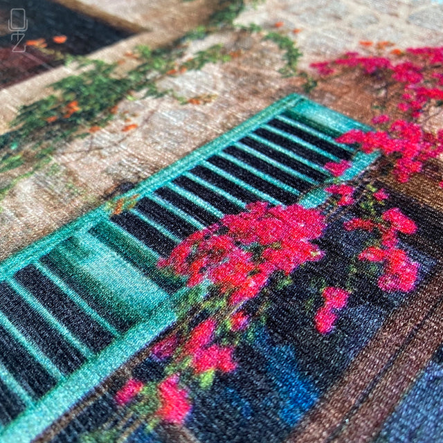Cushion Cover with Blue Shutter House Design