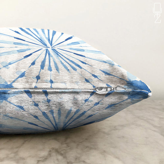 Blue Cushion Cover with Geometric Pattern