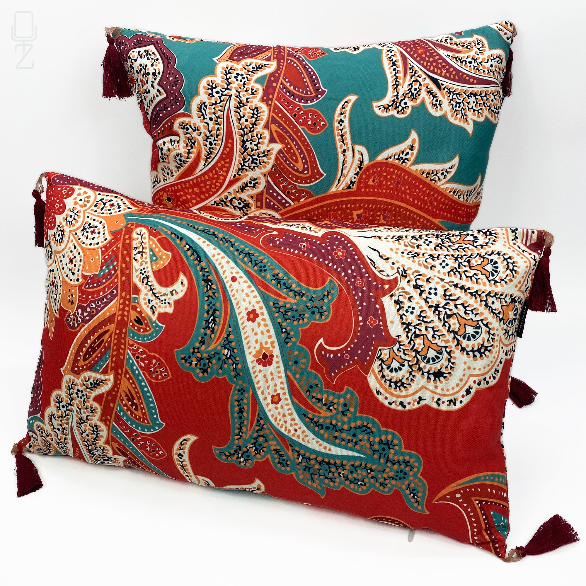 Red Green Ethnic Set of 2 Cushion Covers OyzShop