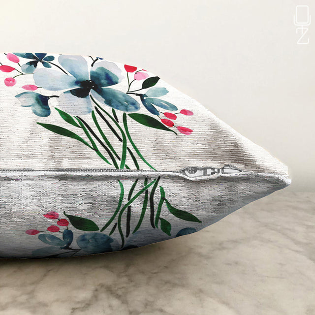 Cushion Cover with Blue, Pink & Green Floral
