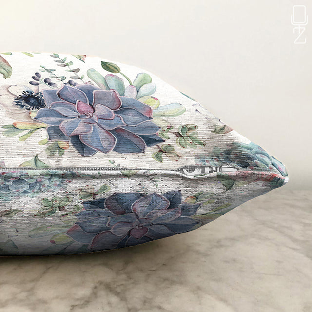 Purple & Green Floral Cushion Cover