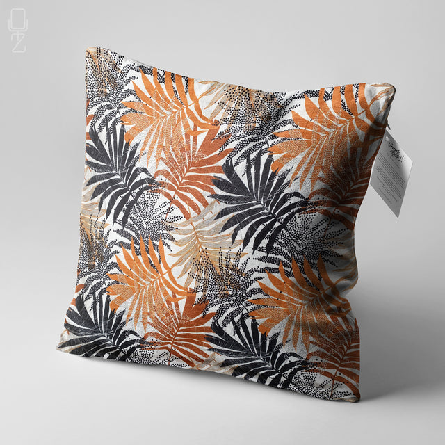 Brown & Black Leaves Pattern Cushion Cover