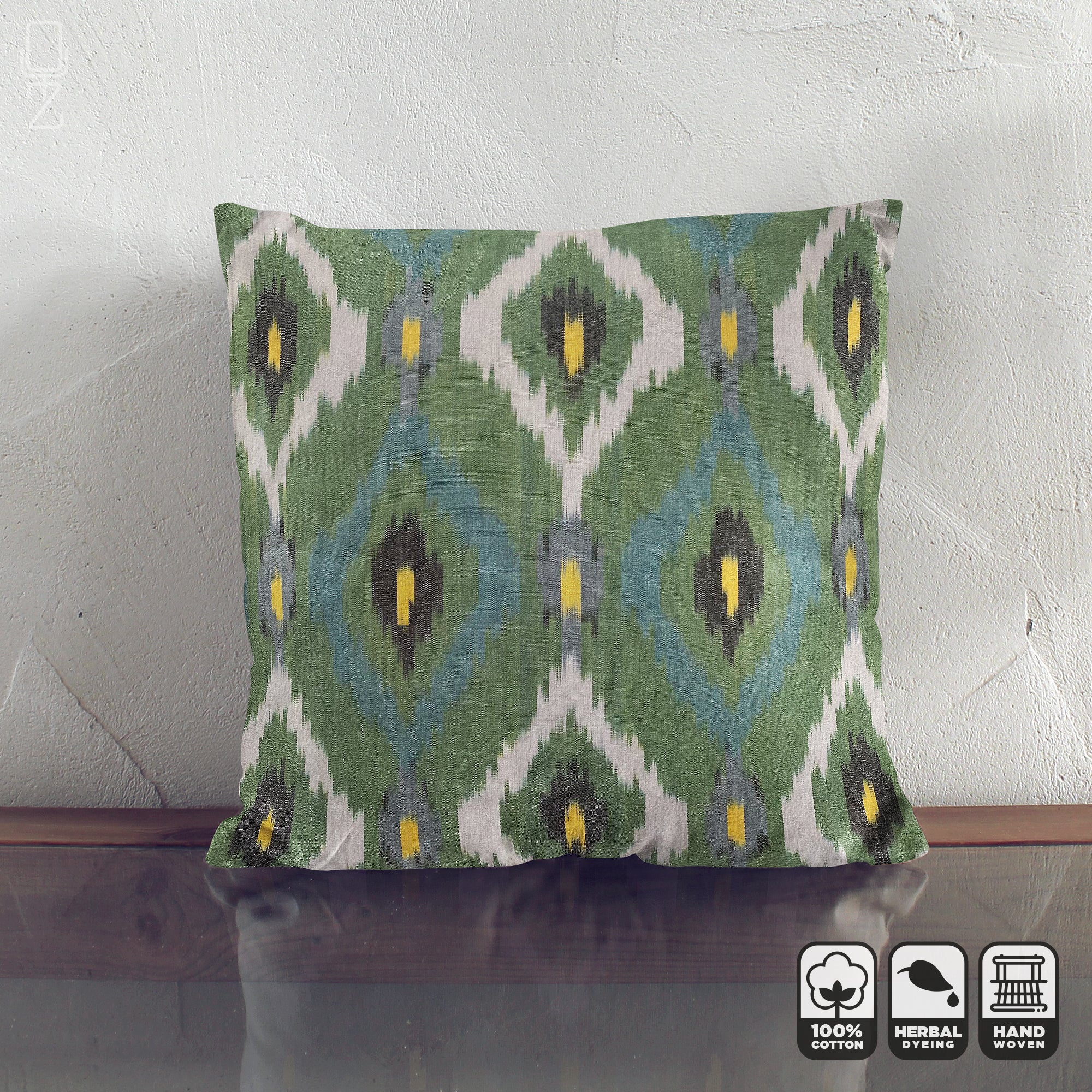 Green store ikat pillow