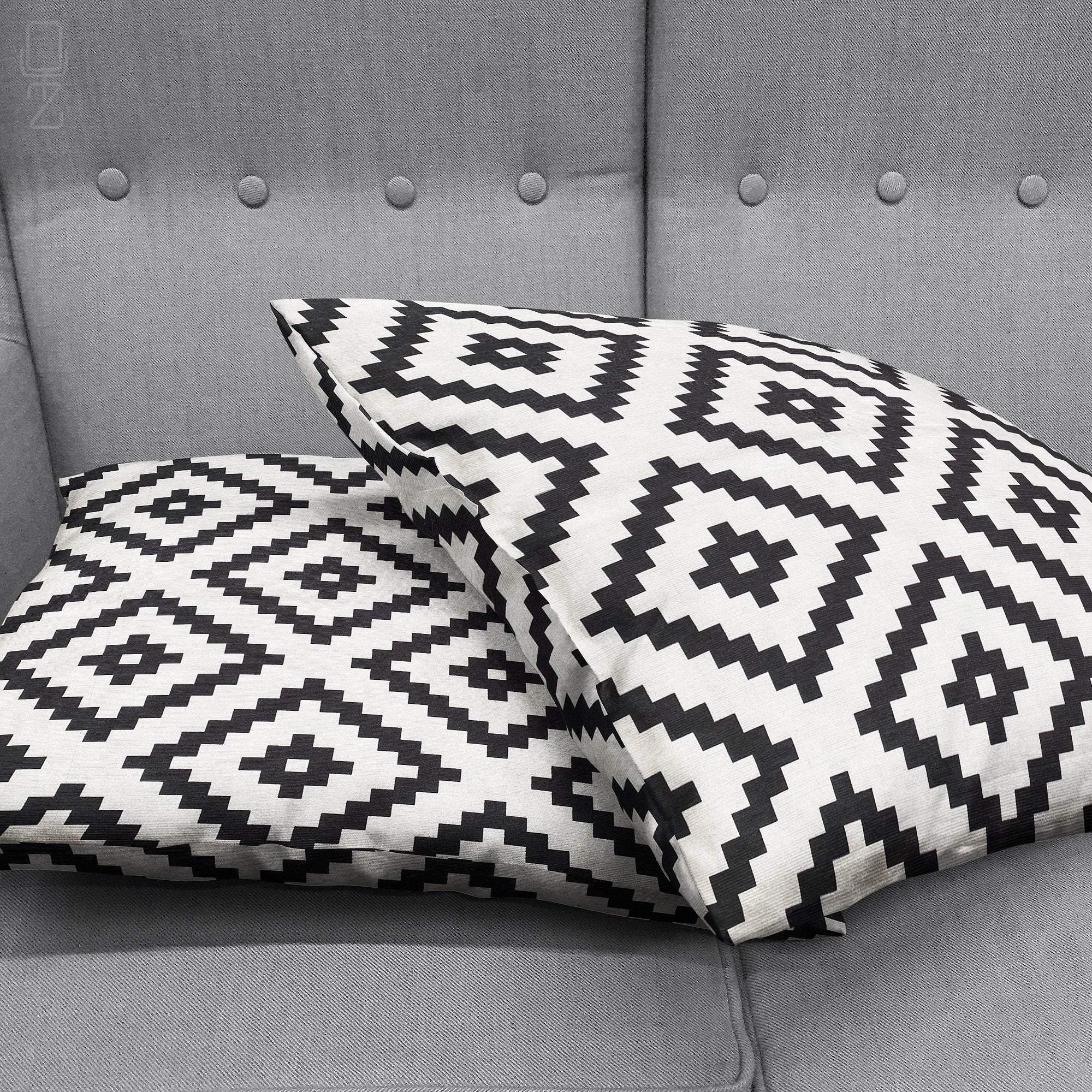 Aztec Theme Black White Cushion Cover