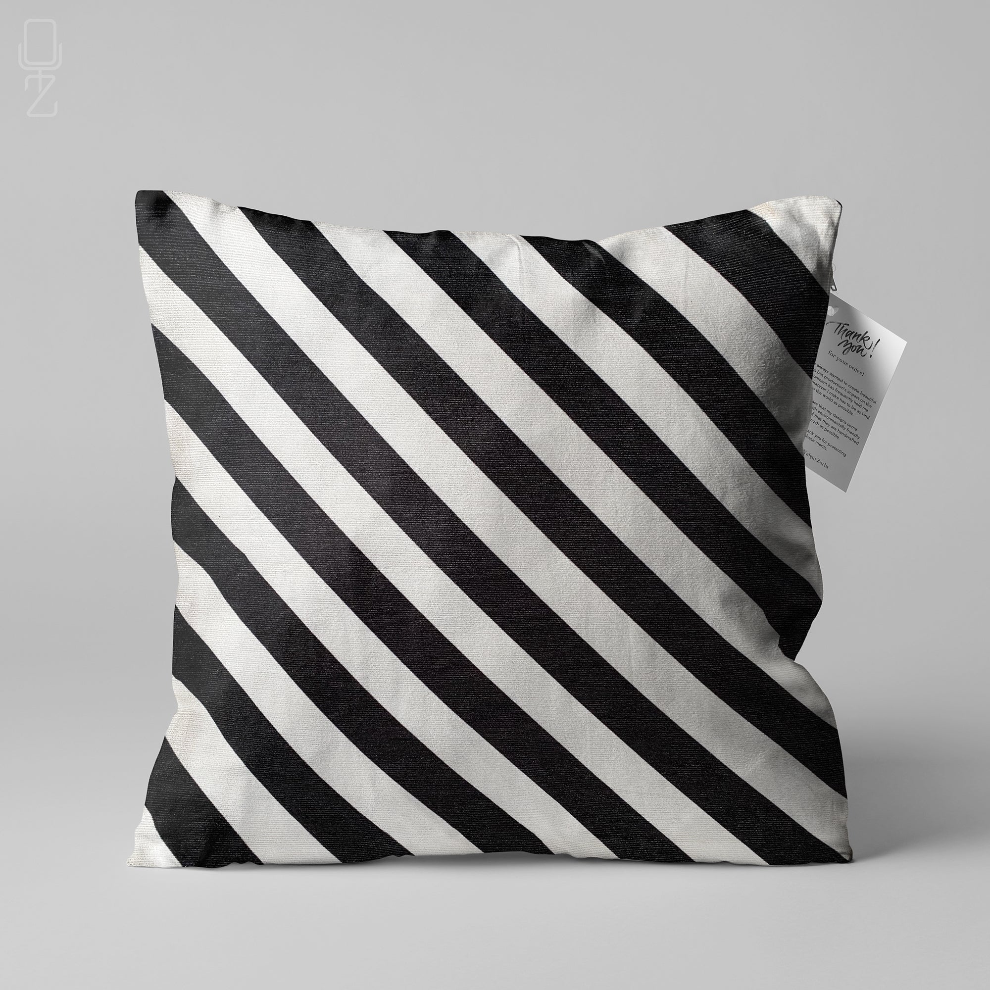 Cushion Cover with Black Striped Pattern Double Sided Printing on the Soft Touch Chenille with Different Size Options OEKO TEX Standard