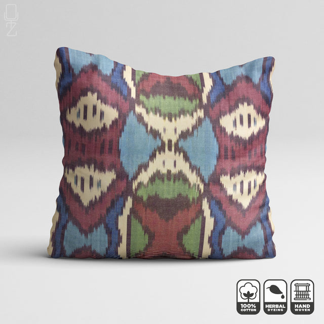 Hand Loomed Traditional Multicoloured Ikat Cushion Cover