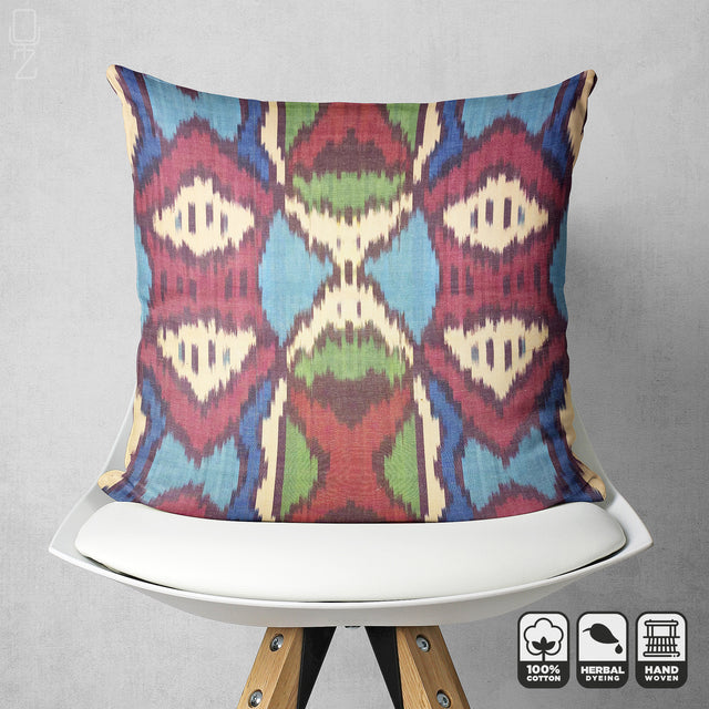 Hand Loomed Traditional Multicoloured Ikat Cushion Cover