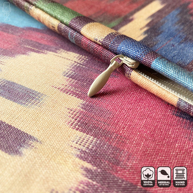 Hand Loomed Traditional Multicoloured Ikat Cushion Cover Zip Preview