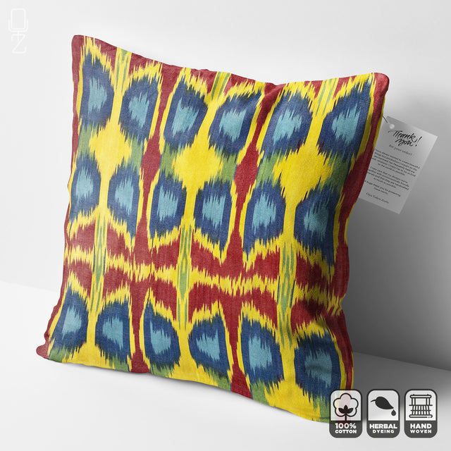 Multicolored Handowoven Ikat 50x50cm Pillow Cover 