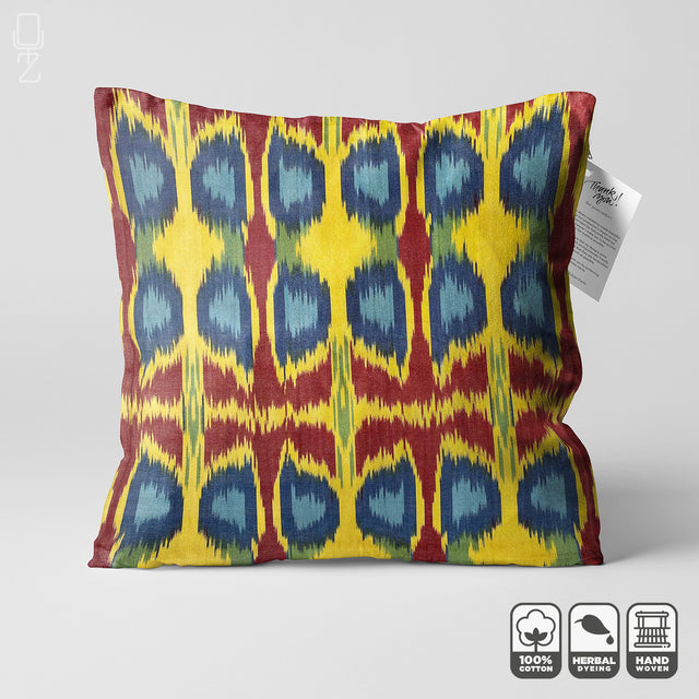 Multicolored Handowoven Ikat 50x50cm Pillow Cover 