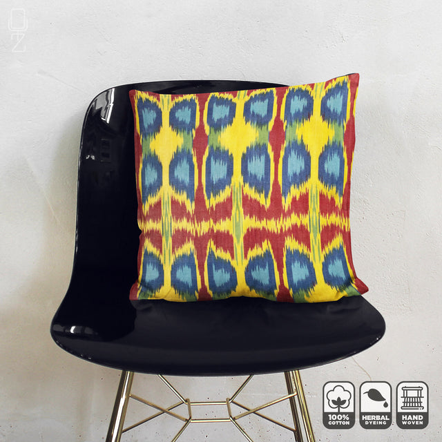 Multicolored Handowoven Ikat 50x50cm Pillow Cover 