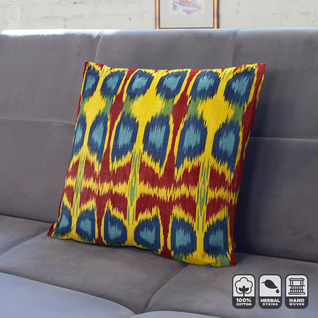 Multicolored Handowoven Ikat 50x50cm Pillow Cover 