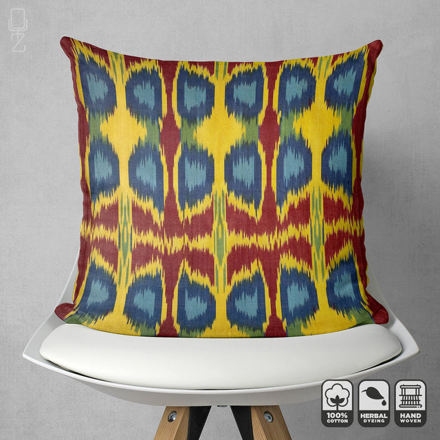 Multicolored Handowoven Ikat 50x50cm Pillow Cover 