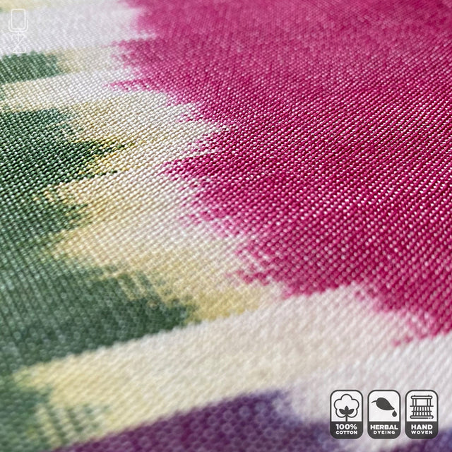 Traditional Ikat Green & Pink Leafs Pattern Preview