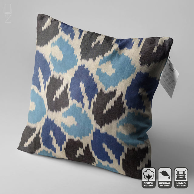 IKAT Handwoven Pillow Cover with Traditional Leaf Pattern