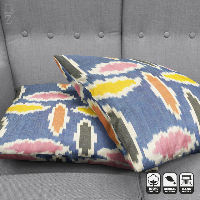 Multicoloured Traditional Double Sided Ikat Pillow Cover