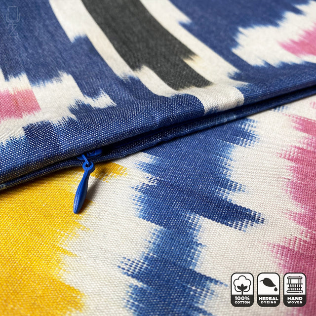 Multicoloured Traditional Ikat Pillow Cover Zip Preview