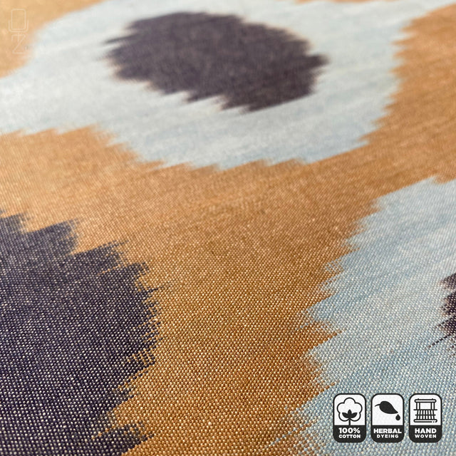 Tradional IKAT Cushion Cover Drop Pattern with Brown and Blue Colours Texture Preview