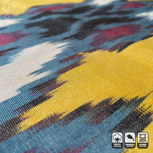 Traditional Yellow IKAT Cushion Cover Fabric Texture