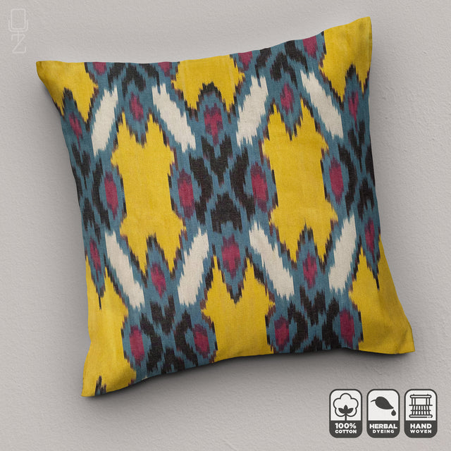 Traditional Yellow IKAT Cushion Cover