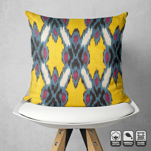 Traditional Yellow IKAT Cushion Cover