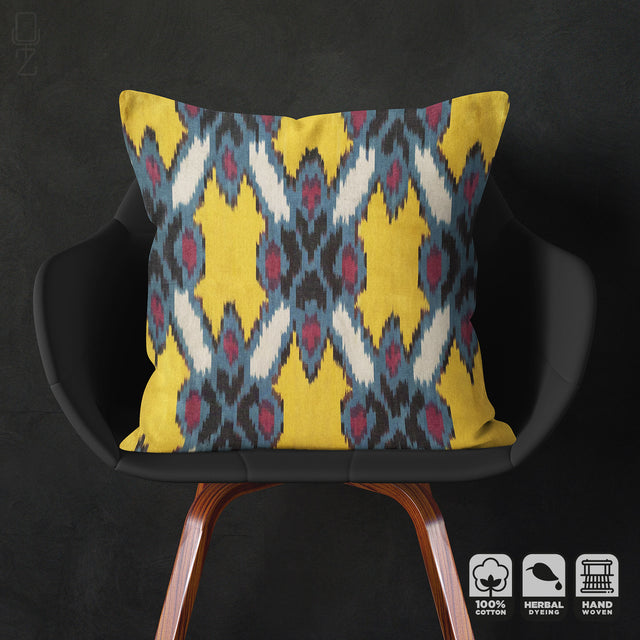 Traditional Yellow IKAT Cushion Cover