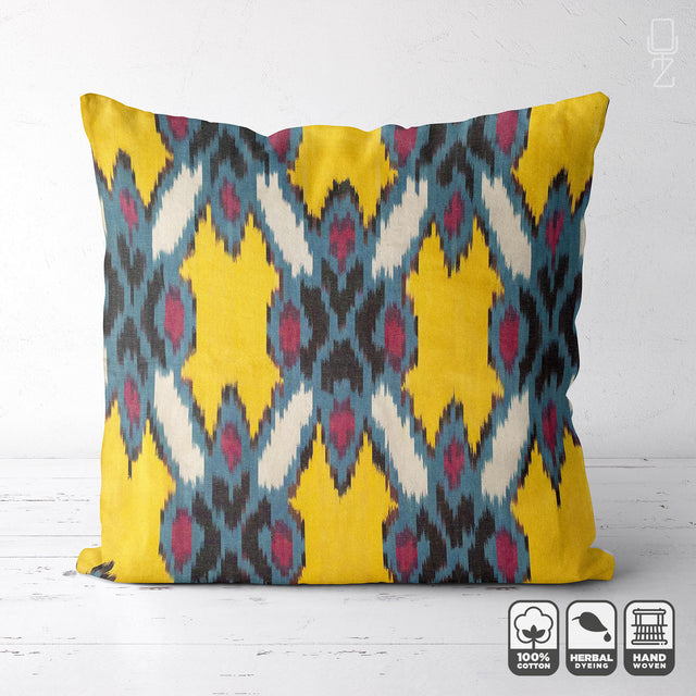 Traditional Yellow IKAT Cushion Cover