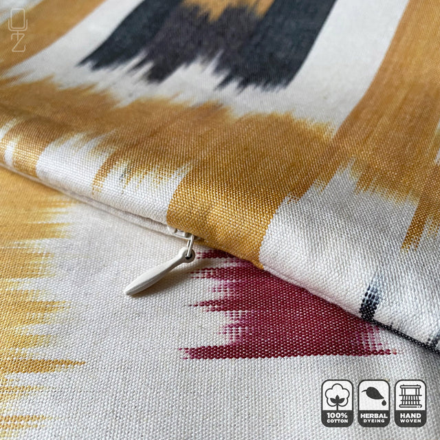 Traditional Yellow Ikat Handwoven Cotton Fabric Texture