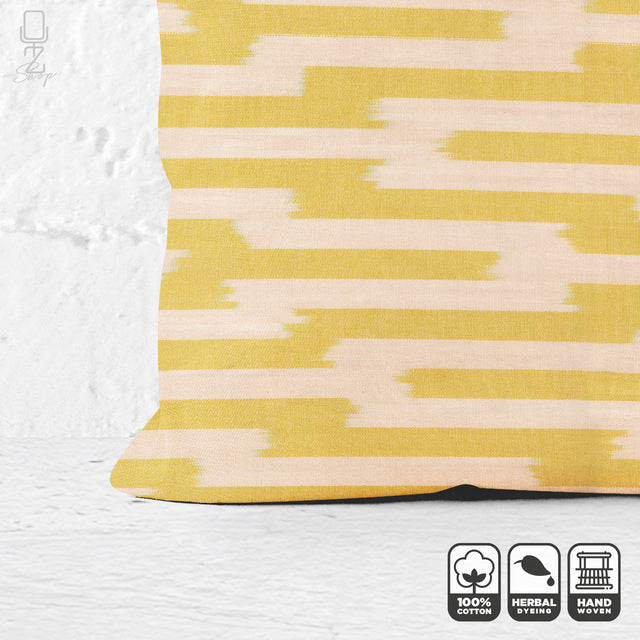 Yellow Traditional Ikat Cushion Cover