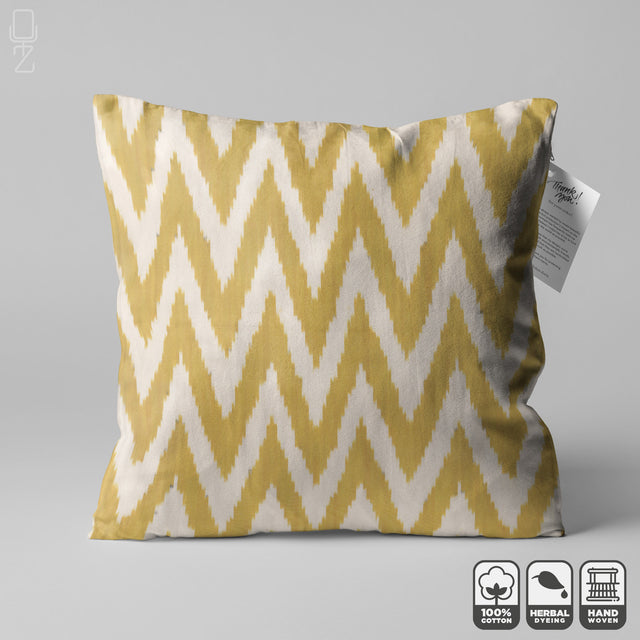 Yellow Zig Zag Handwoven 50x50cm Cotton Cushion Cover 