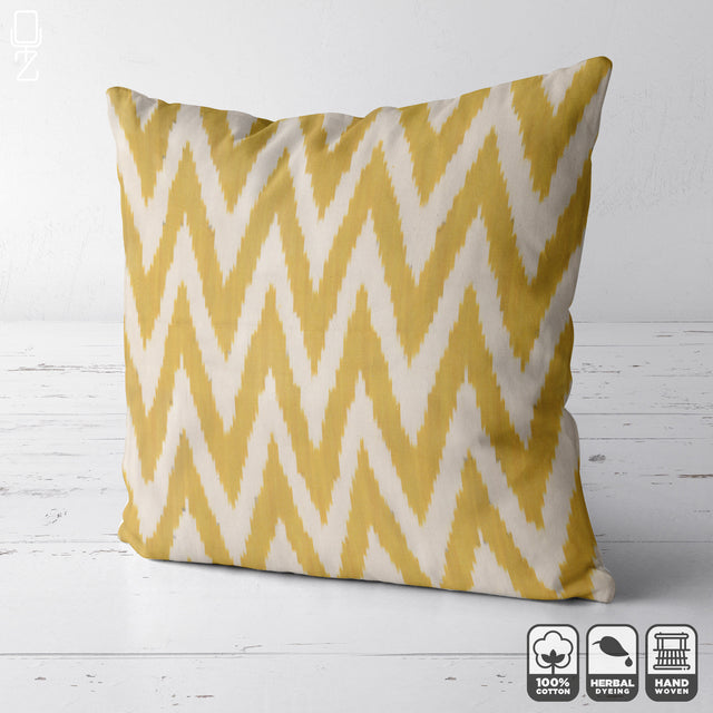 Yellow Zig Zag Handwoven 50x50cm Cotton Cushion Cover 