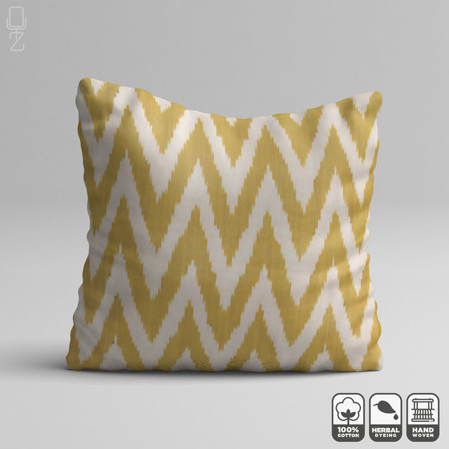 Yellow Zig Zag Handwoven 50x50cm Cotton Cushion Cover 