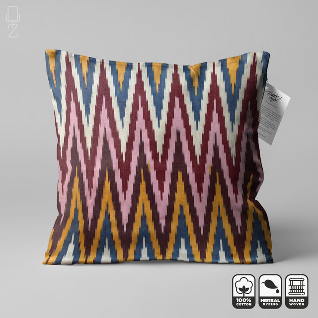 Multicoloured Zig Zag Ikat Cushion Cover