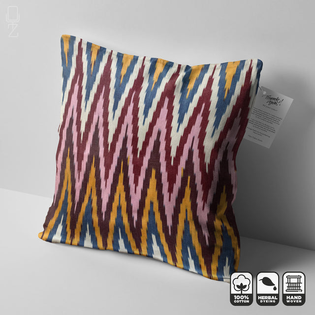 Multicoloured Zig Zag Ikat Cushion Cover