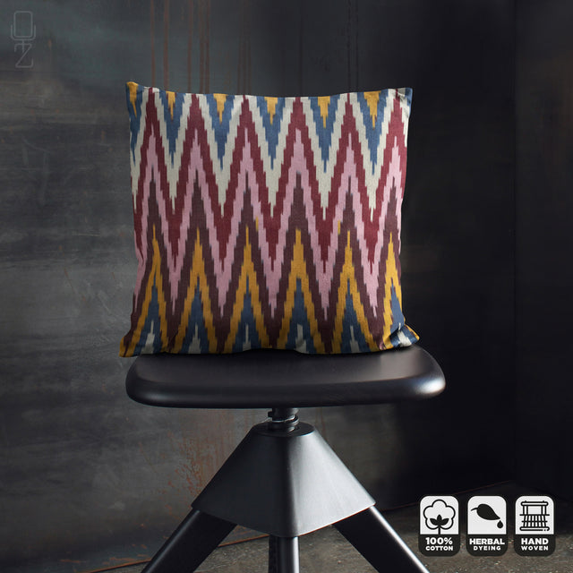 Multicoloured Zig Zag Ikat Cushion Cover