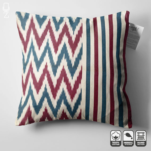 Zig Zag & Striped Cotton IKAT Pillow Cover