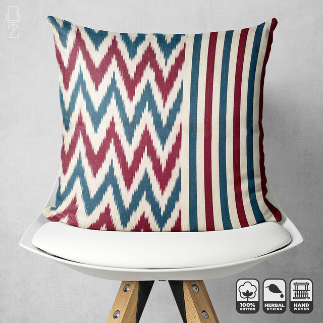 Handwoven Zigzag and Striped Cushion Cover