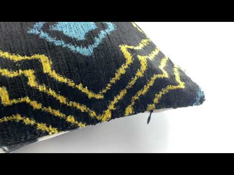 Black and Yellow Traditional Silk Velvet Cushion Cover